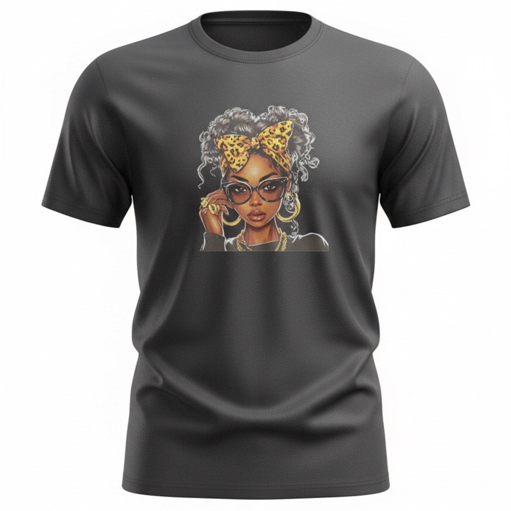 Champion Women's Charcoal Short Sleeve Tee with Leopard Bow Graphic